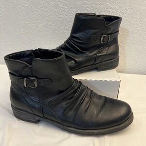 Baretraps Callahan Faux Leather Black Booties Ankle Moto Womens 9 Slouchy Lined